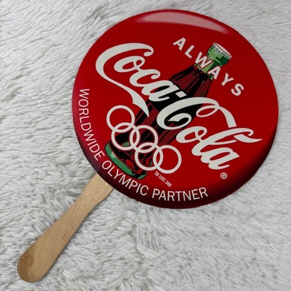 Vintage Double-Sided Coca-Cola x BLAZE 1996 Atlanta Paralympic Games Fan - Picture 2 of 10